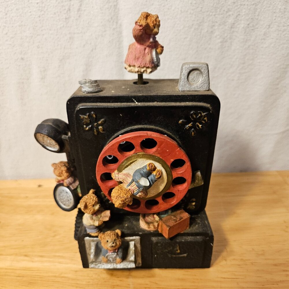 Musical Wind Up Bear Rotary Phone Automations  -- ITEM #1933